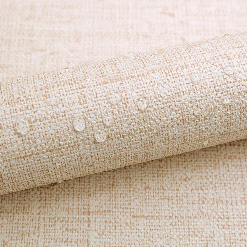 lenify Beige Grasscloth Wallpaper Peel and Stick Wallpaper Textured Contact Paper 15.7inch x 196.8inch Faux Linen Wallpaper Vintage Grasscloth Contact Paper Self Adhesive Removable Wallpaper Vinyl - Image 4